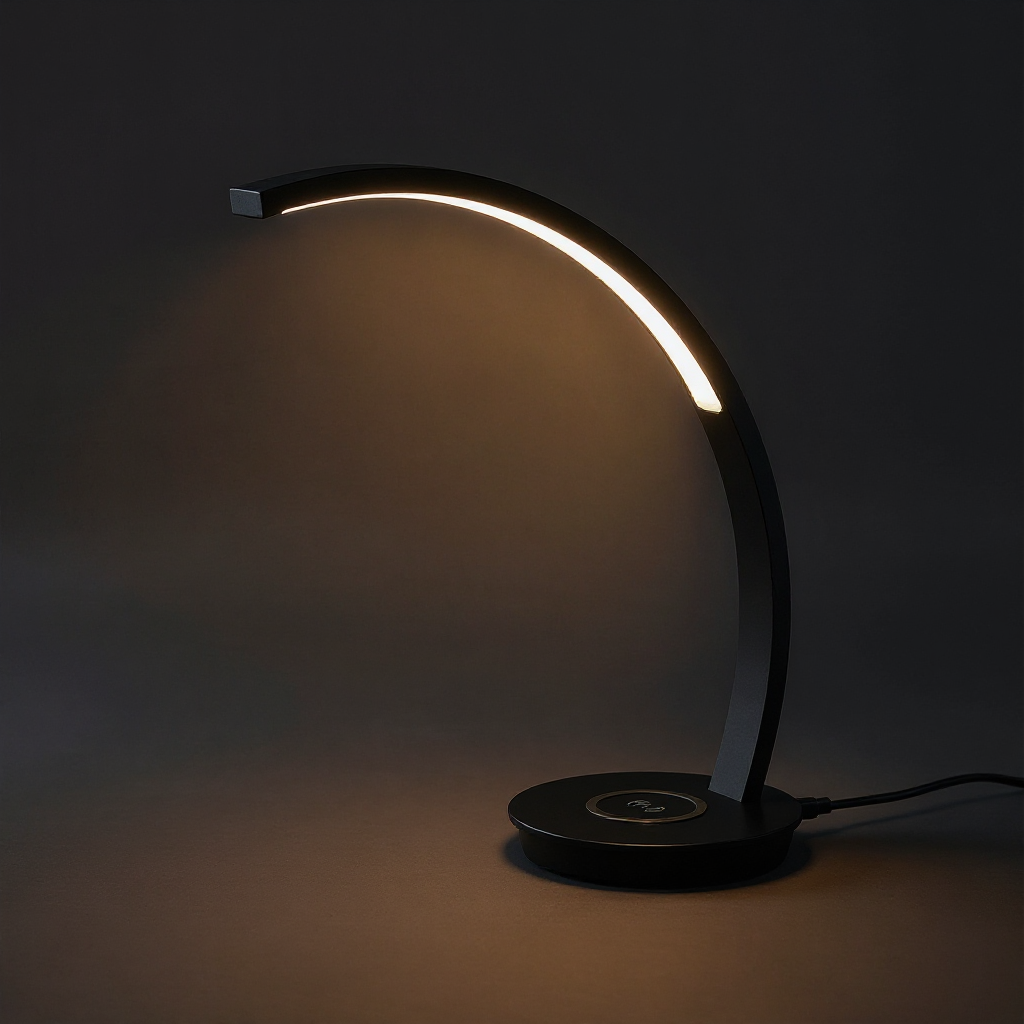 Arc LED Desk Lamp on charcoal background - studio v2