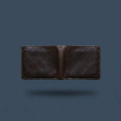 M01 Leather Cardholder on slate blue-grey background - studio v1